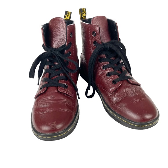 Dr. Martens Leyton Oxblood Red Boots Sz 7 Leather High Top - Picture 2 of 14